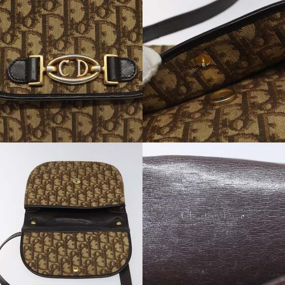 DIOR Trotter Canvas Shoulder Bag Brown Gold - Picture 11 of 12